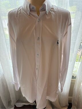 Tailorbyrd White Button-Down Dress Shirt with Embroidered Logo